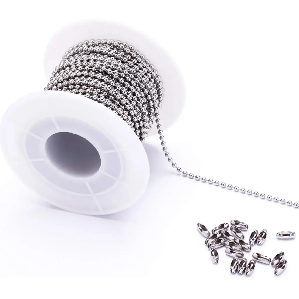 Tiparts Stainless Steel Ball Chain with Connectors, 2mm Width, 30 Feet | Silver, Lead & Nickel Free - main product image