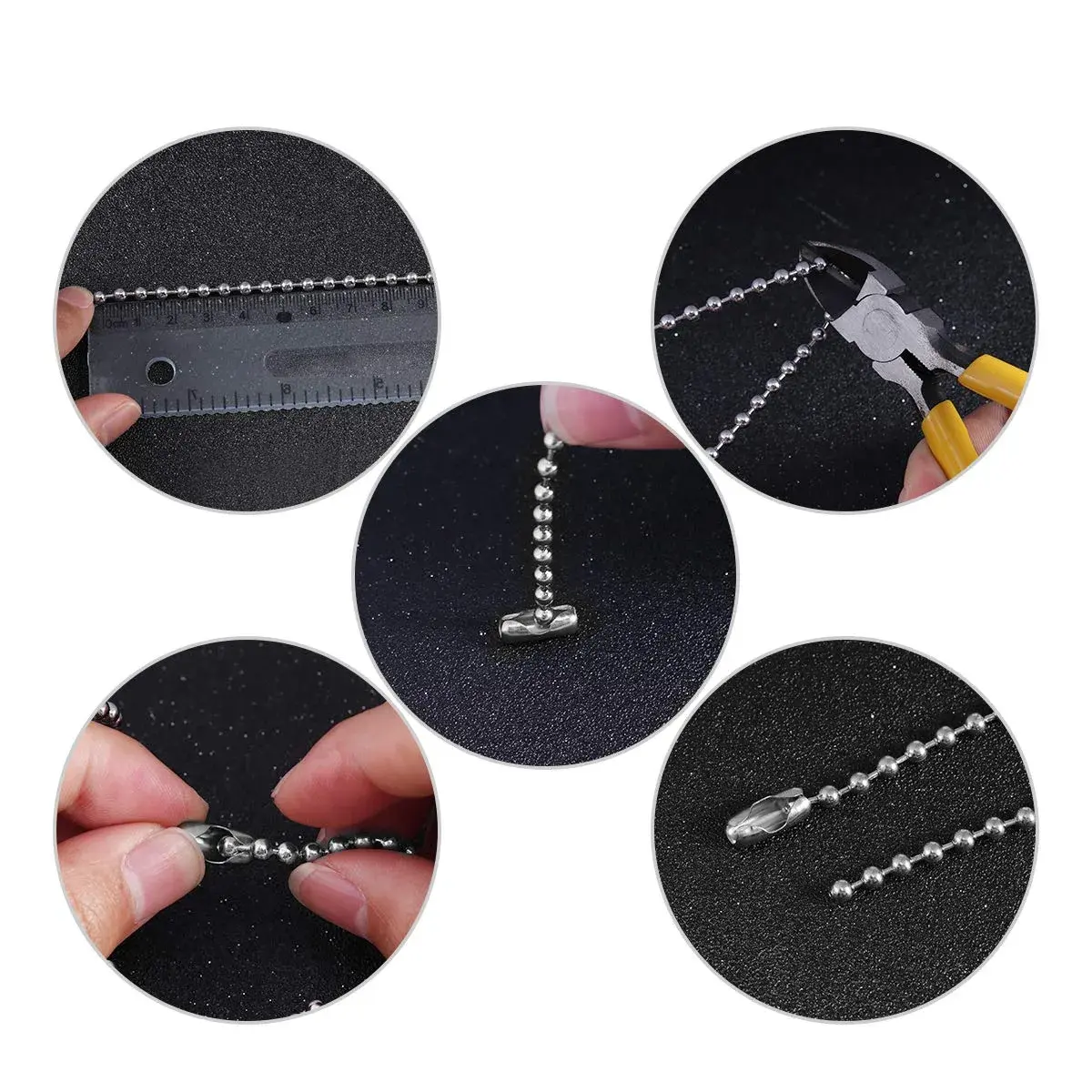 Tiparts Stainless Steel Ball Chain with Connectors, 2mm Width, 30 Feet | Silver, Lead & Nickel Free - view 2
