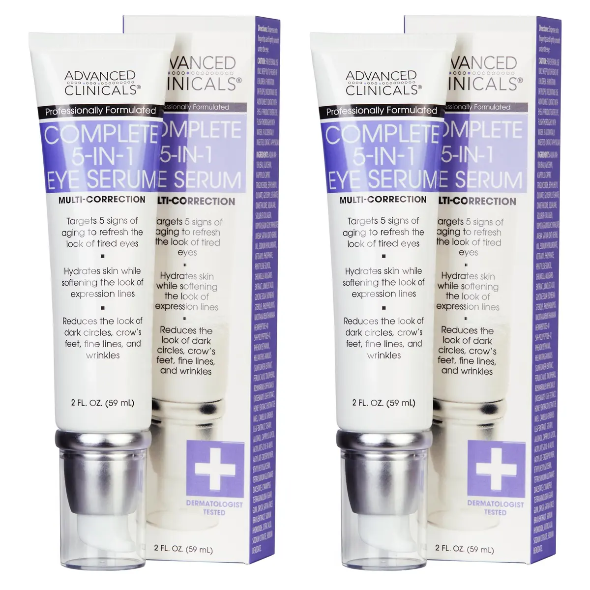 Advanced Clinicals 5-in-1 Eye Serum 2 Fl Oz | Multi-Benefit Anti-Aging Face Moisturizer for Dark Circles & Wrinkles - main product image