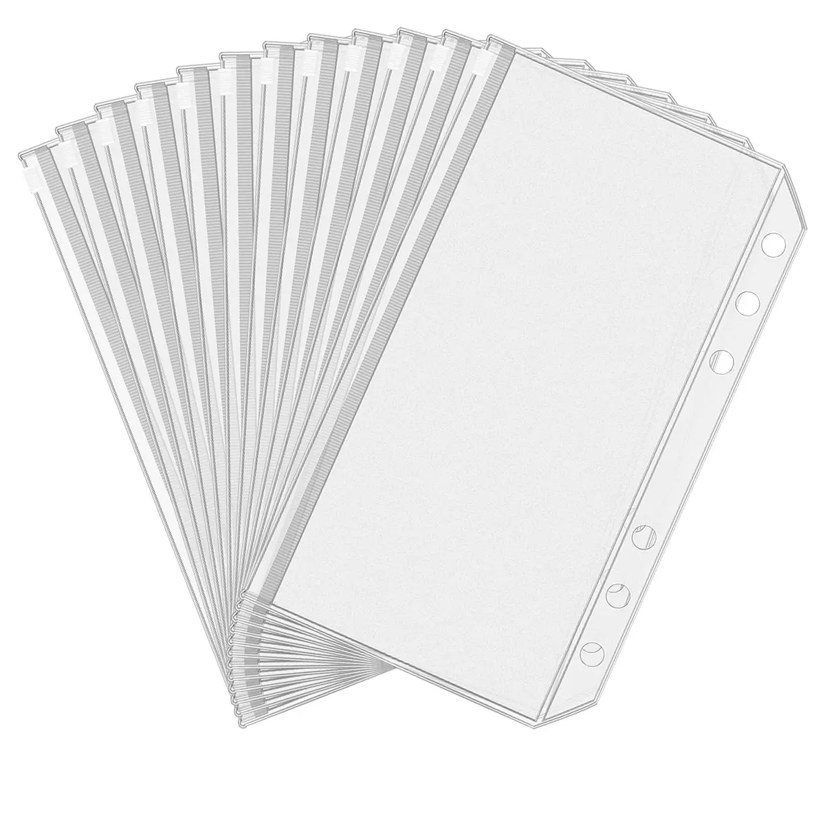Antner A6 Binder Pockets 12 Pack Clear Zipper Folders 17.7 x 10.5 cm (6.9 x 4.1 inch) | Waterproof PVC Document Pouch Filing Bags - main product image