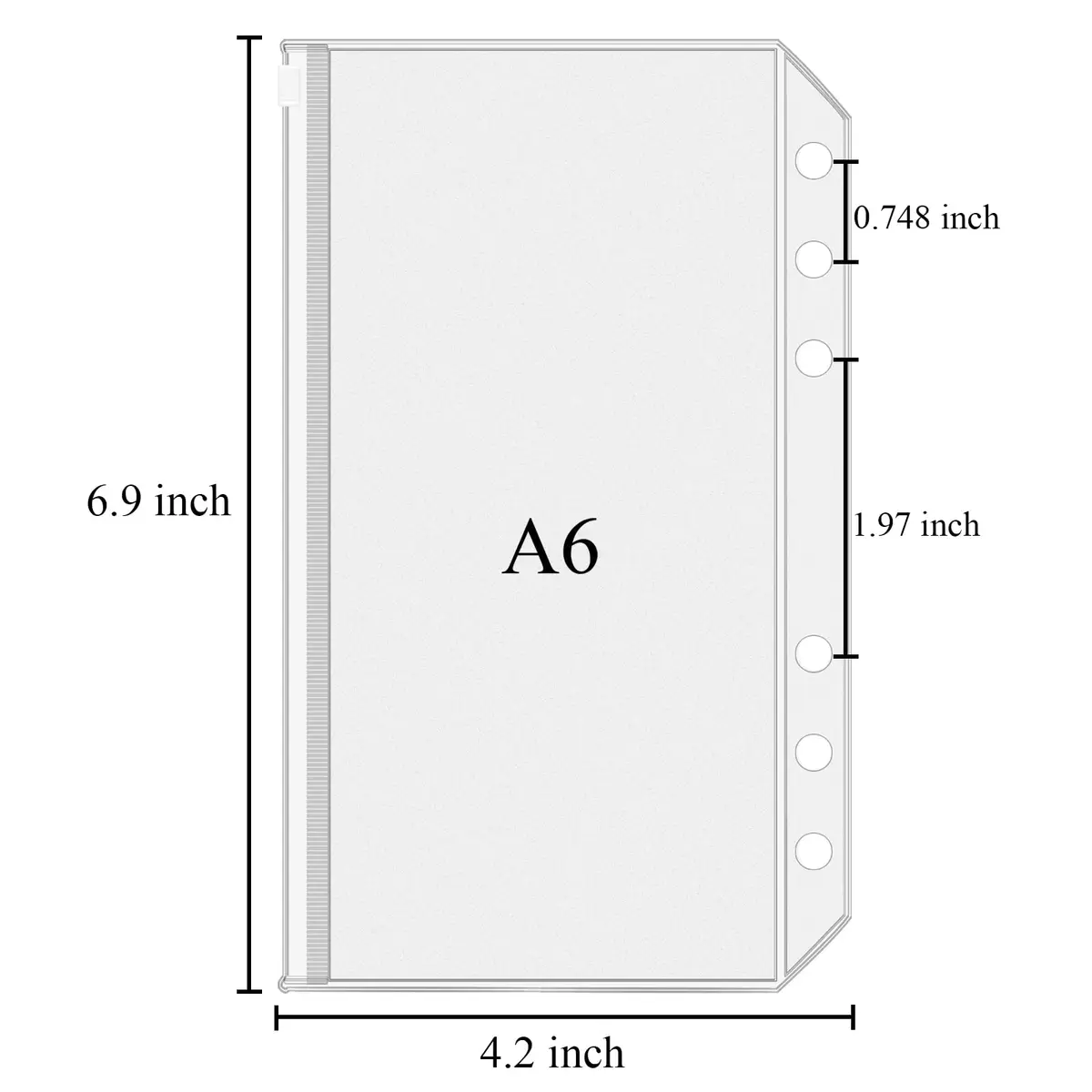 Antner A6 Binder Pockets 12 Pack Clear Zipper Folders 17.7 x 10.5 cm (6.9 x 4.1 inch) | Waterproof PVC Document Pouch Filing Bags - view 2