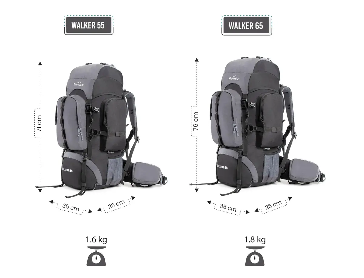 TRIPOLE Walker 55L Rucksack Black | Internal Frame Backpack for Trekking & Travel - view 7