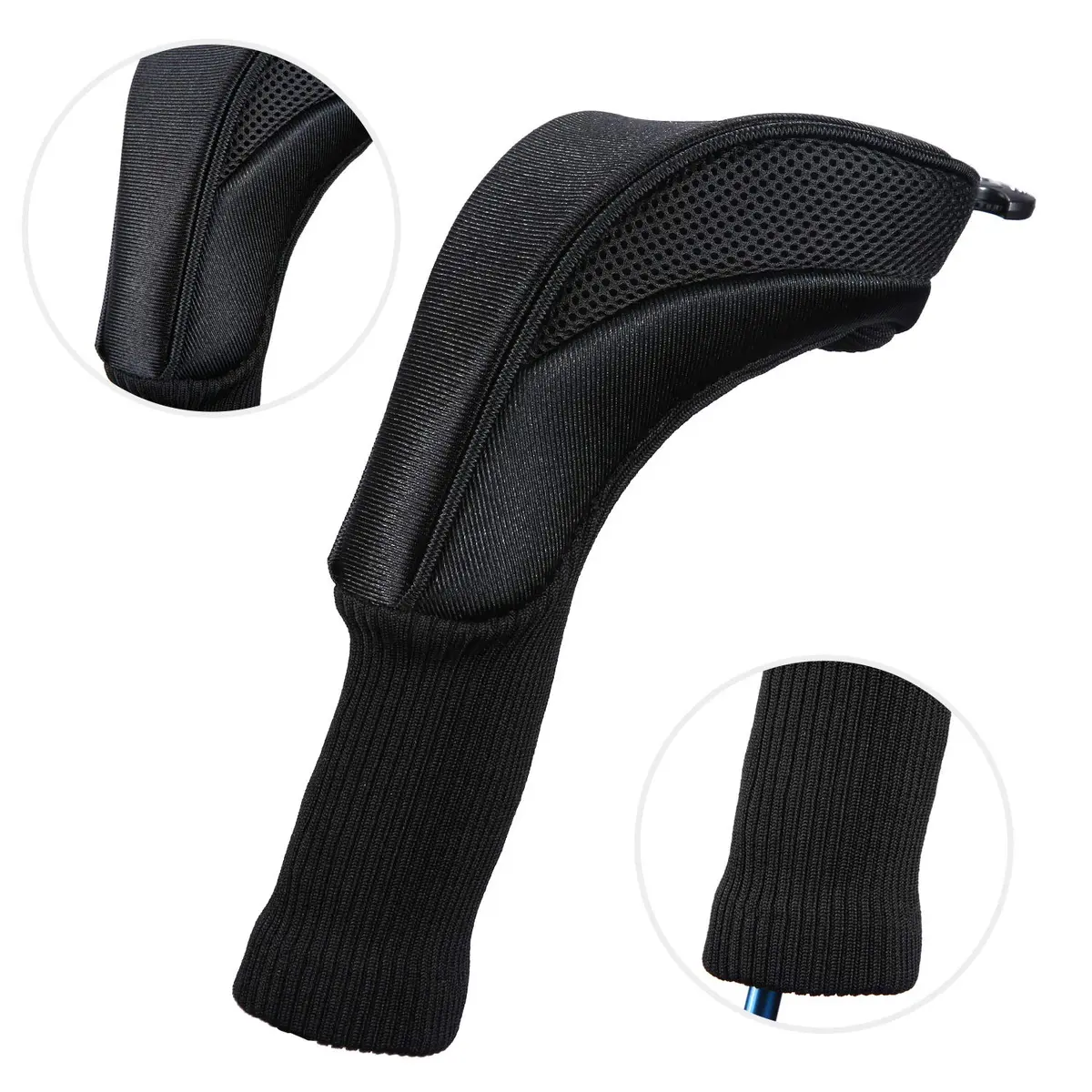 LONGCHAO Golf Club Head Cover Set for Driver & Woods | Thick 1680D Material, Interchangeable Tags, Black (3 pcs) - view 6