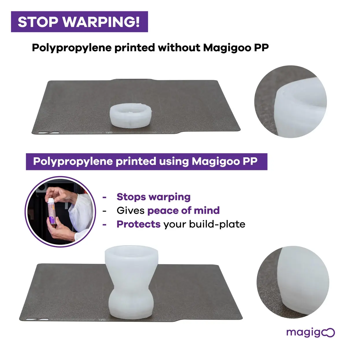 Magigoo Polypropylene 3D Printer Bed Adhesive Glue | Strong Bond, Easy Release, 50mL - view 4