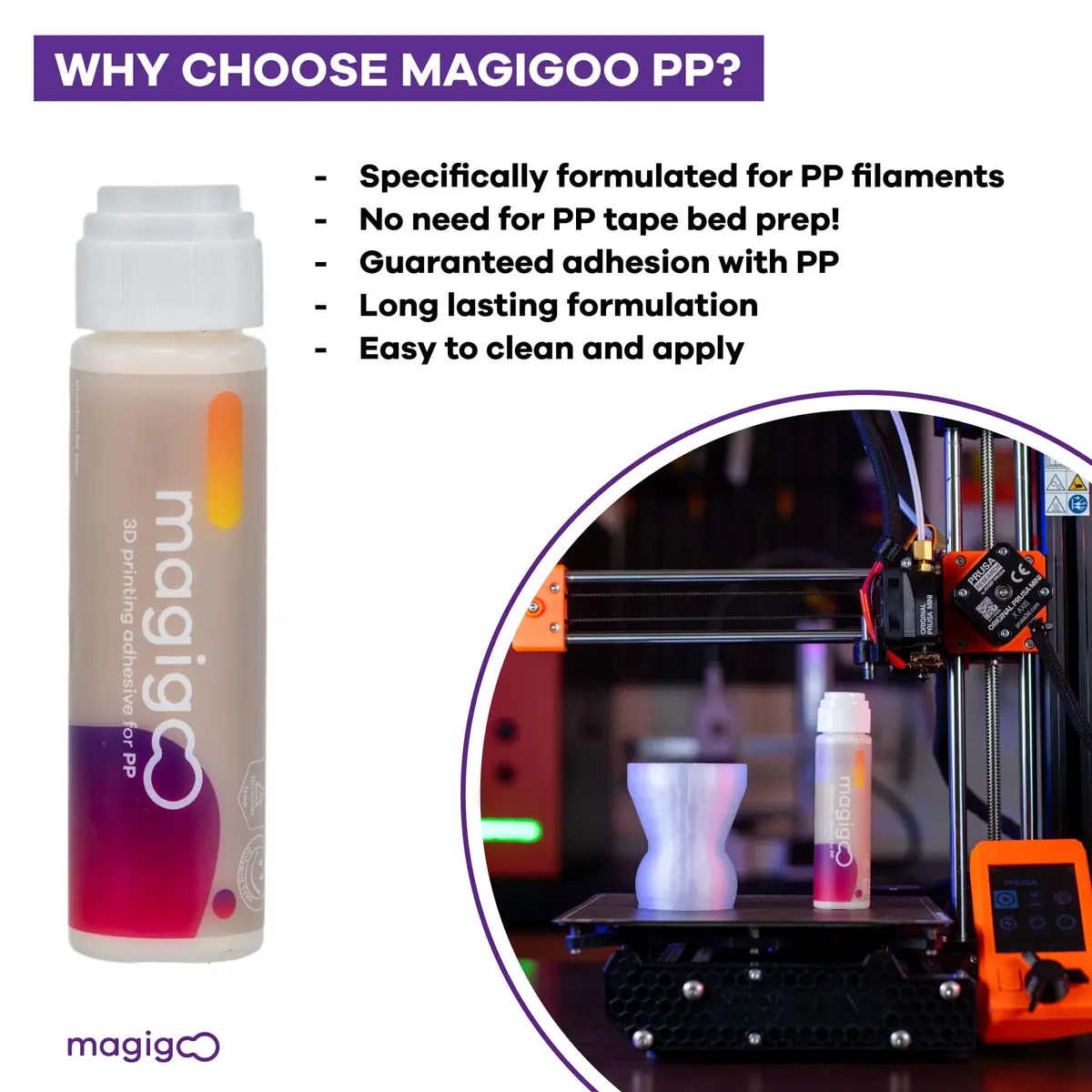 Magigoo Polypropylene 3D Printer Bed Adhesive Glue | Strong Bond, Easy Release, 50mL - view 6