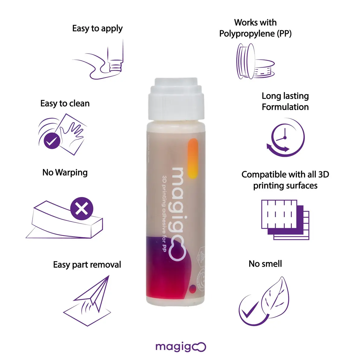 Magigoo Polypropylene 3D Printer Bed Adhesive Glue | Strong Bond, Easy Release, 50mL - view 2