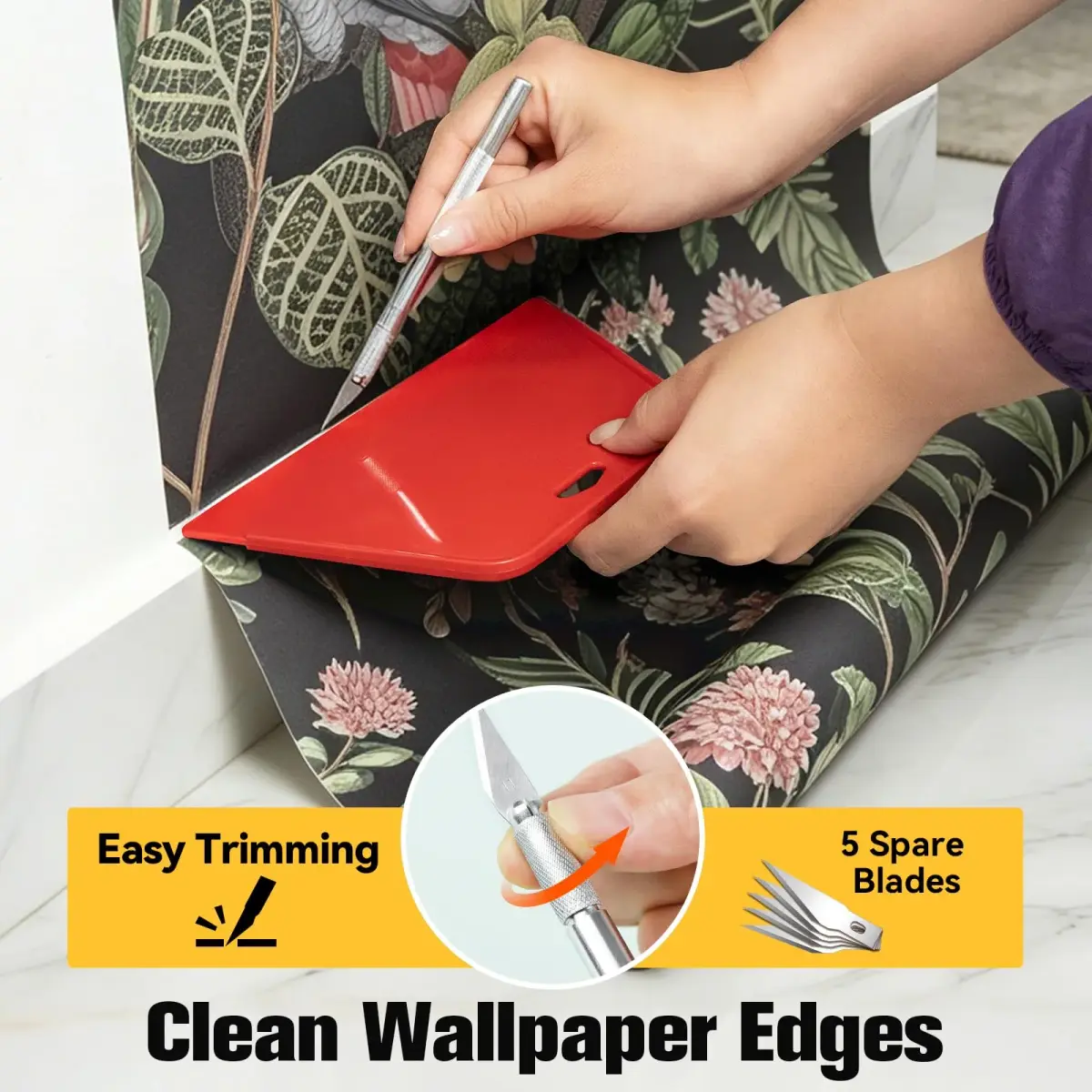 tiptopcarbon Wallpaper Smoothing Tool Kit with Craft Knife | 10.5 cm x 19.5 cm - view 7