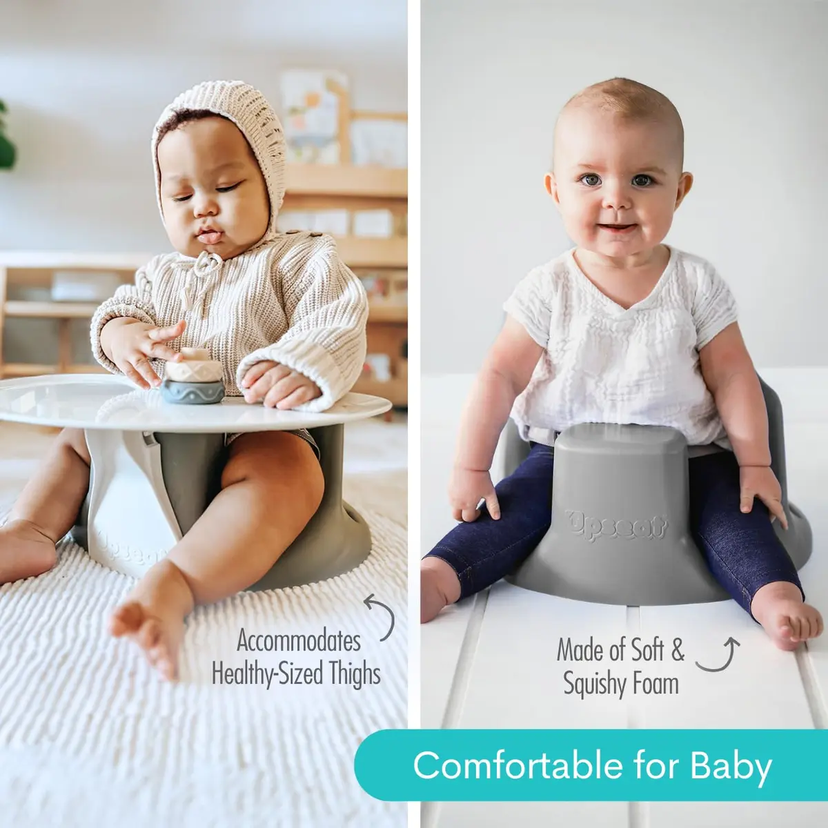 Upseat Baby Floor & Booster Seat with Tray | Ergonomic Design for Upright Posture & Hip Development - view 4