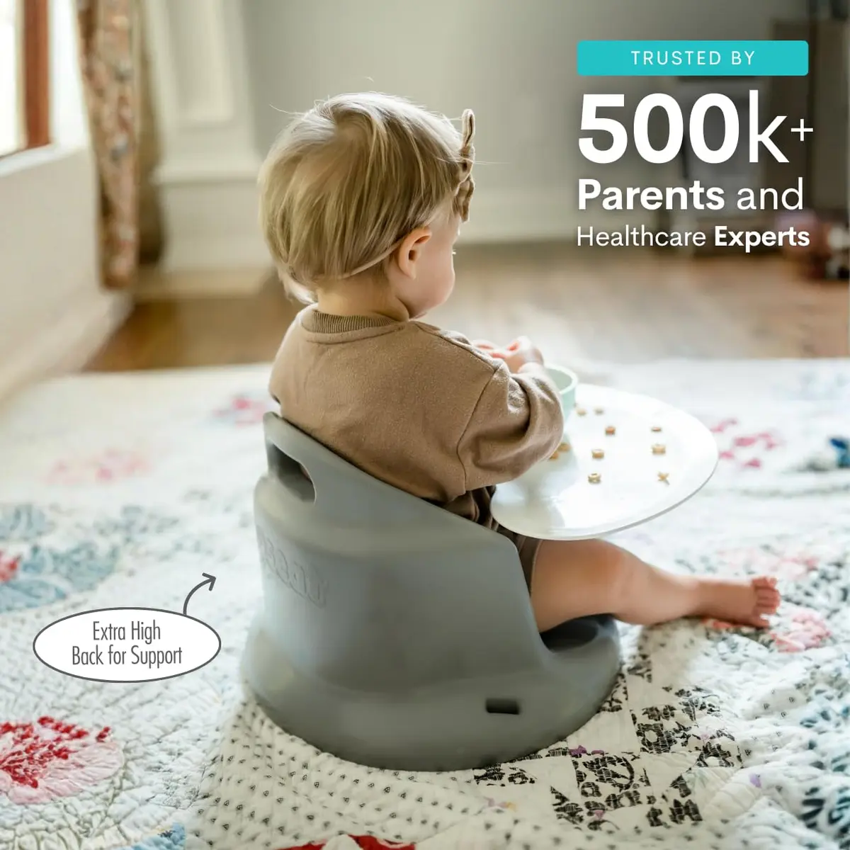 Upseat Baby Floor & Booster Seat with Tray | Ergonomic Design for Upright Posture & Hip Development - view 5