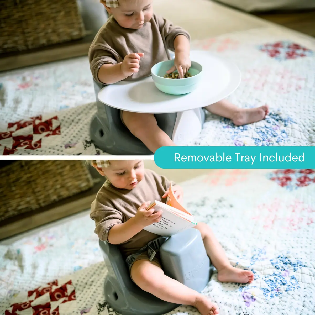 Upseat Baby Floor & Booster Seat with Tray | Ergonomic Design for Upright Posture & Hip Development - view 6