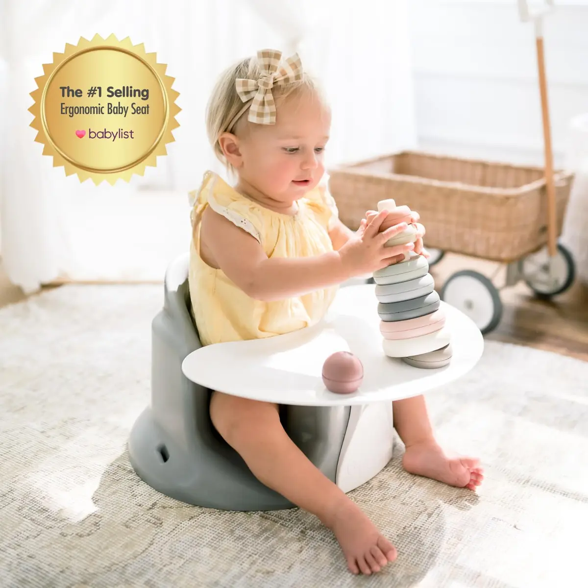 Upseat Baby Floor & Booster Seat with Tray | Ergonomic Design for Upright Posture & Hip Development - view 2