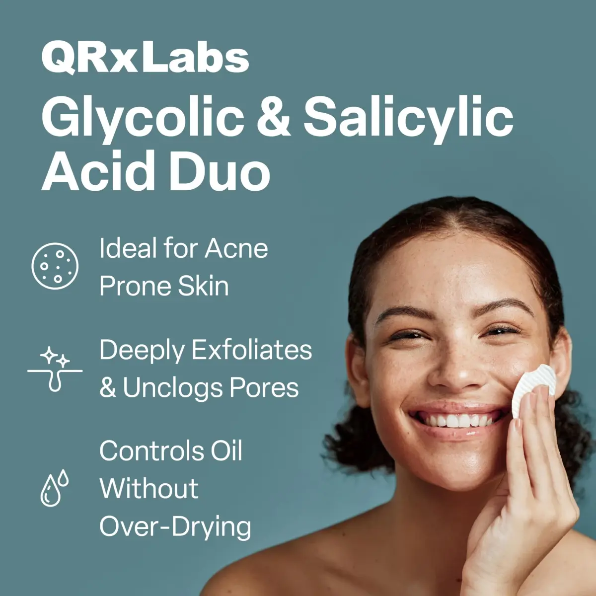 QRxLabs Salicylic & Glycolic Acid Acne Clearing Pads 50ct | Dual-Action Exfoliation for All Skin Types - view 2