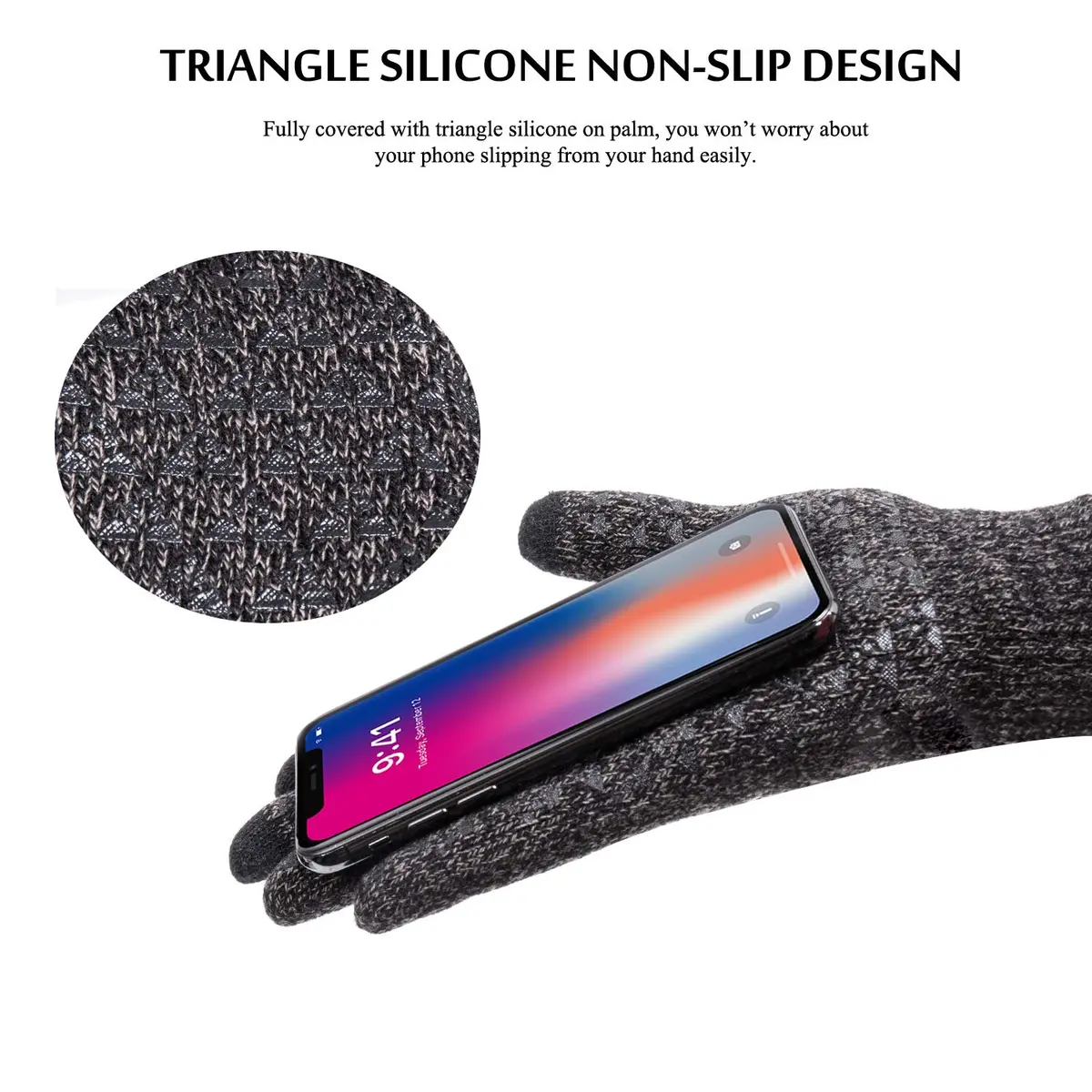 TRENDOUX Knit Winter Touchscreen Gloves for Men & Women | Large Gray - view 3