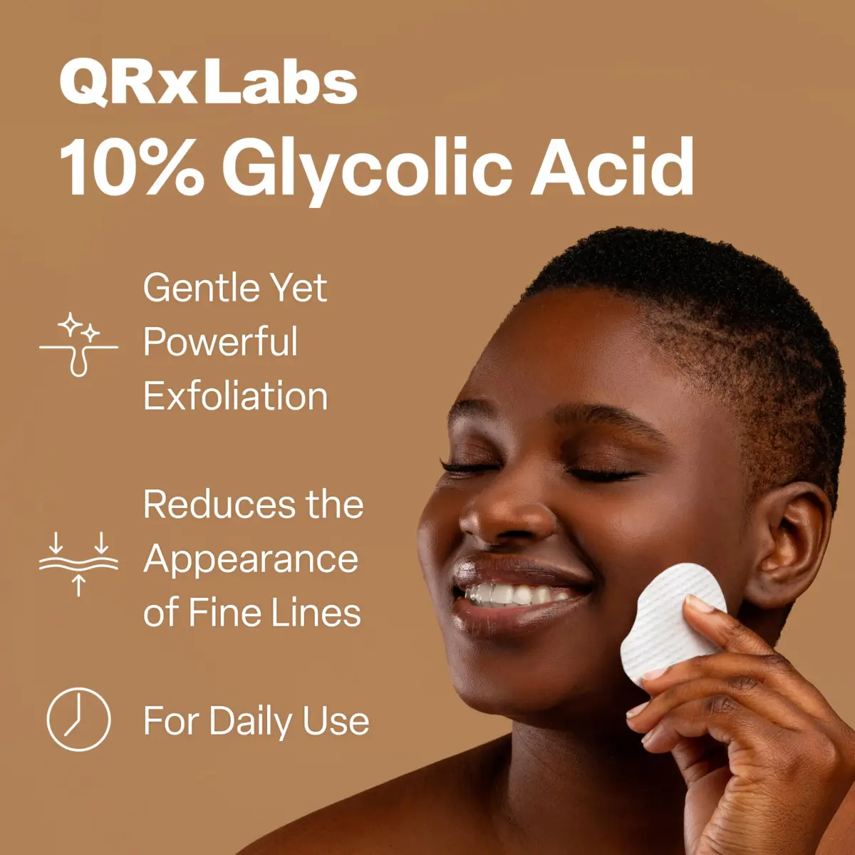 QRxLabs 10% Glycolic Acid Exfoliating Pads, Face + Body, 50ct | Resurfaces Skin for Smoother Texture & Brighter Tone - view 2