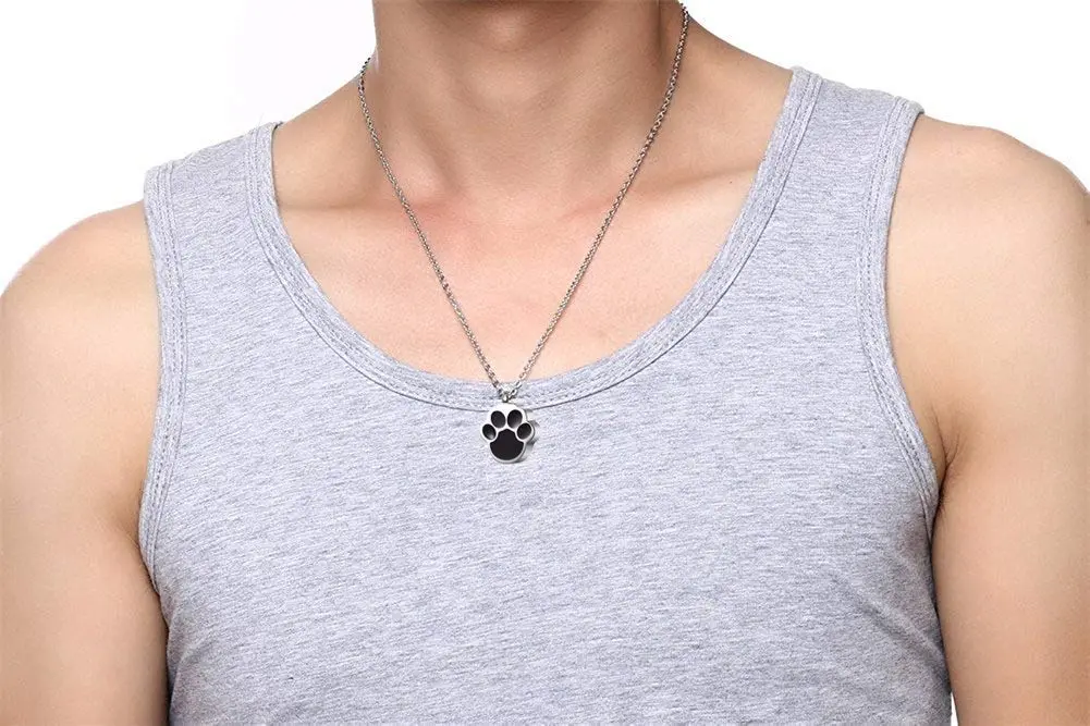 QUMY Paw Print Cremation Jewelry for Ashes, Stainless Steel Urn Necklace Pendant for Men, 18mm x 18mm | Keepsake Memorial Jewelry - view 6