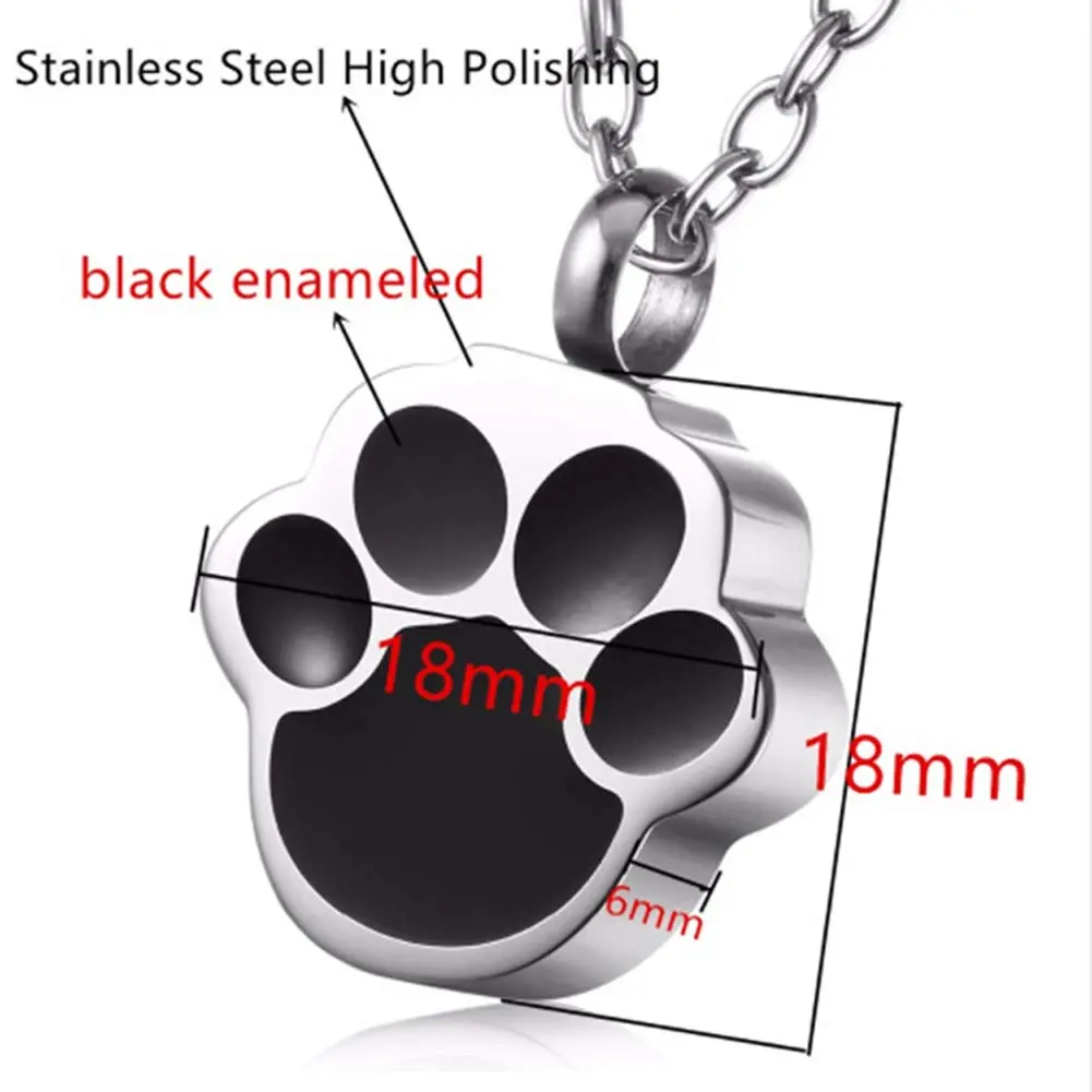 QUMY Paw Print Cremation Jewelry for Ashes, Stainless Steel Urn Necklace Pendant for Men, 18mm x 18mm | Keepsake Memorial Jewelry - view 2
