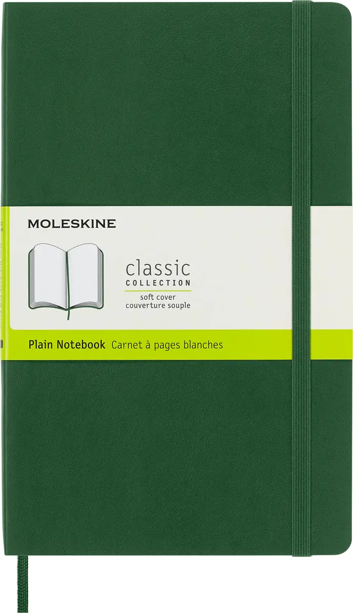 Moleskine Classic Notebook, Soft Cover, Large (5" x 8.25") Plain/Blank, Myrtle Green, 192 pages | Durable, Acid-Free Paper - main product image