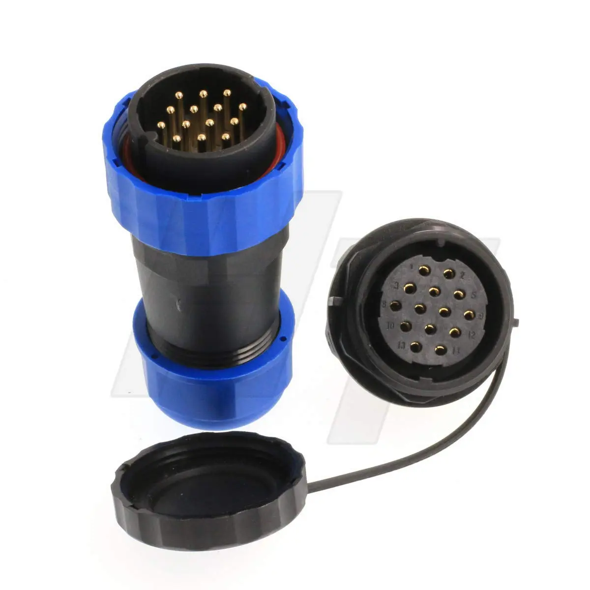 HangTon HE29 14-Pin Circular Panel Mount Connector with Threaded Coupling, IP68 Waterproof Aviation Plug Socket (29mm Panel Cutout) - main product image