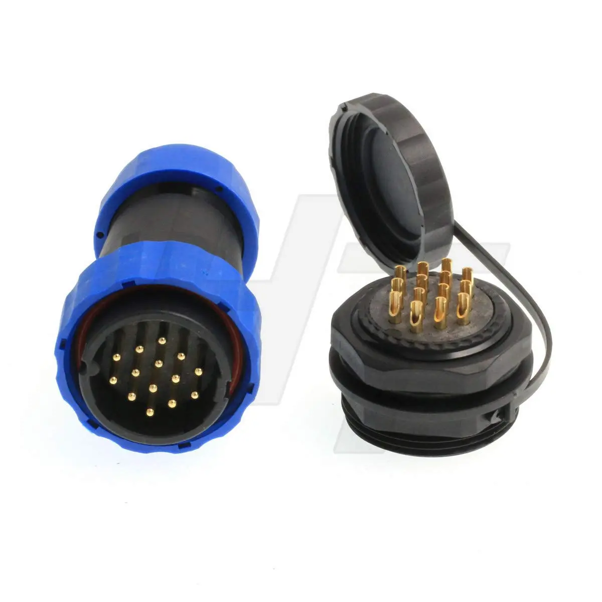 HangTon HE29 14-Pin Circular Panel Mount Connector with Threaded Coupling, IP68 Waterproof Aviation Plug Socket (29mm Panel Cutout) - view 2