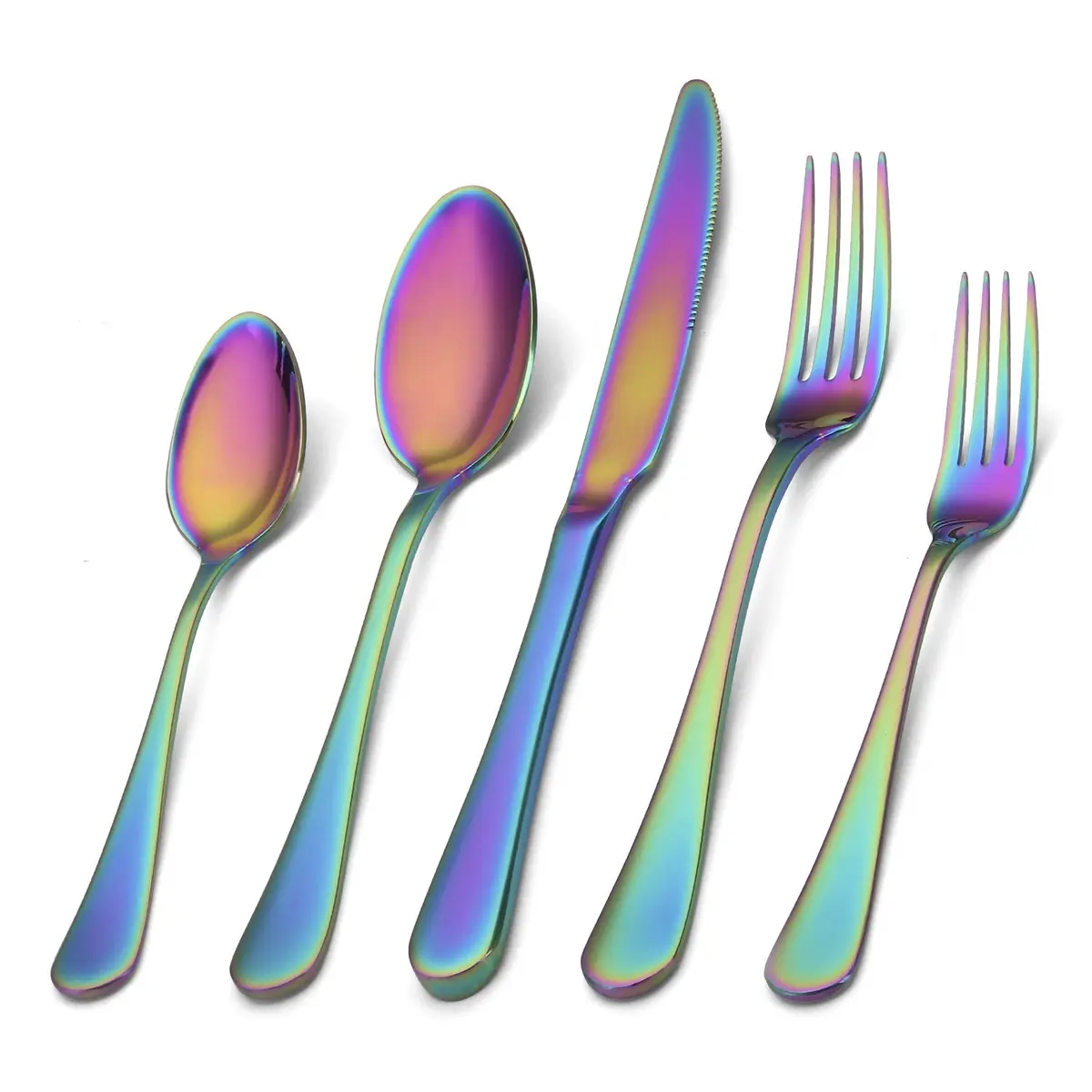 SHARECOOK Rainbow Silverware Set 20-Piece Stainless Steel Flatware Set | Service for 4, Multicolor - main product image