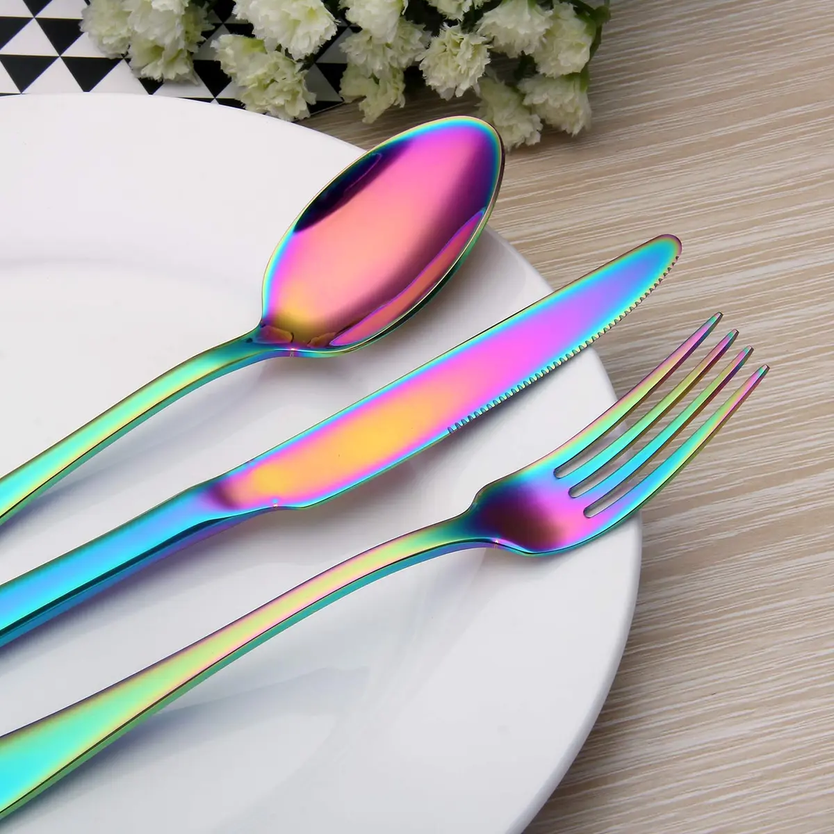 SHARECOOK Rainbow Silverware Set 20-Piece Stainless Steel Flatware Set | Service for 4, Multicolor - view 5