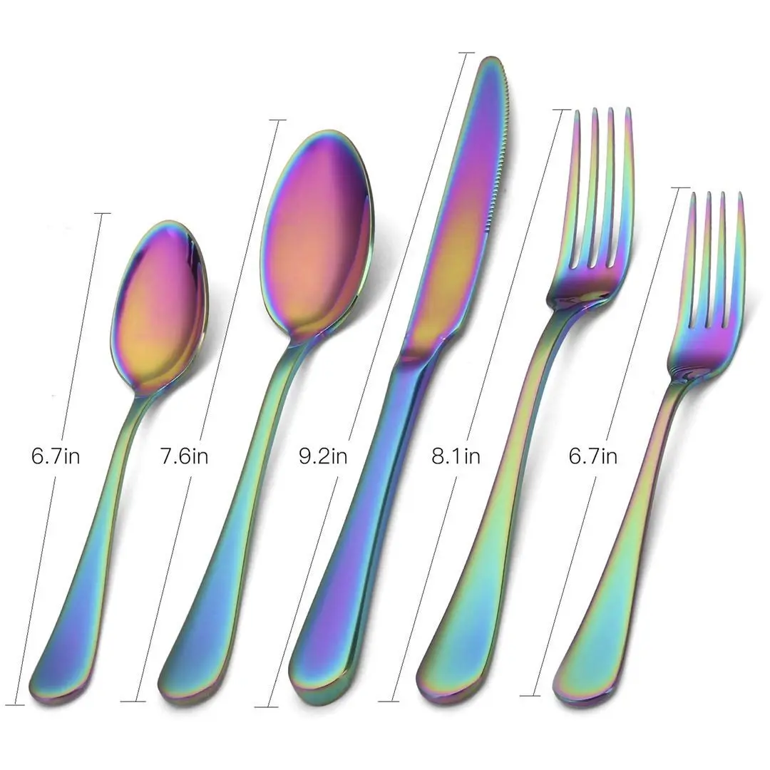 SHARECOOK Rainbow Silverware Set 20-Piece Stainless Steel Flatware Set | Service for 4, Multicolor - view 2