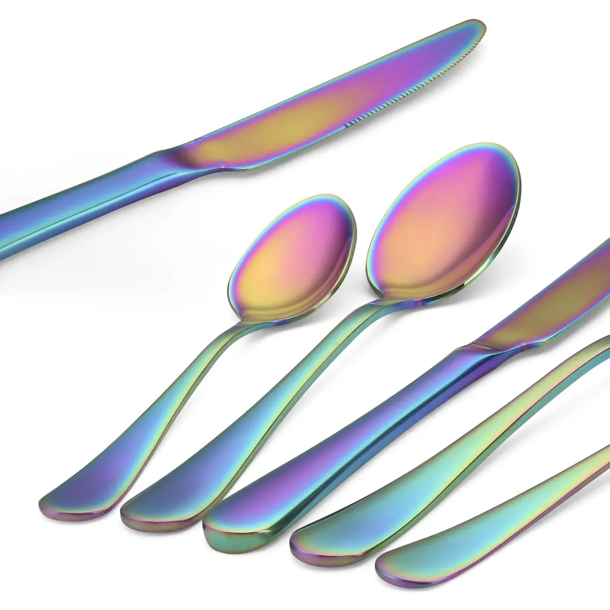 SHARECOOK Rainbow Silverware Set 20-Piece Stainless Steel Flatware Set | Service for 4, Multicolor - view 4