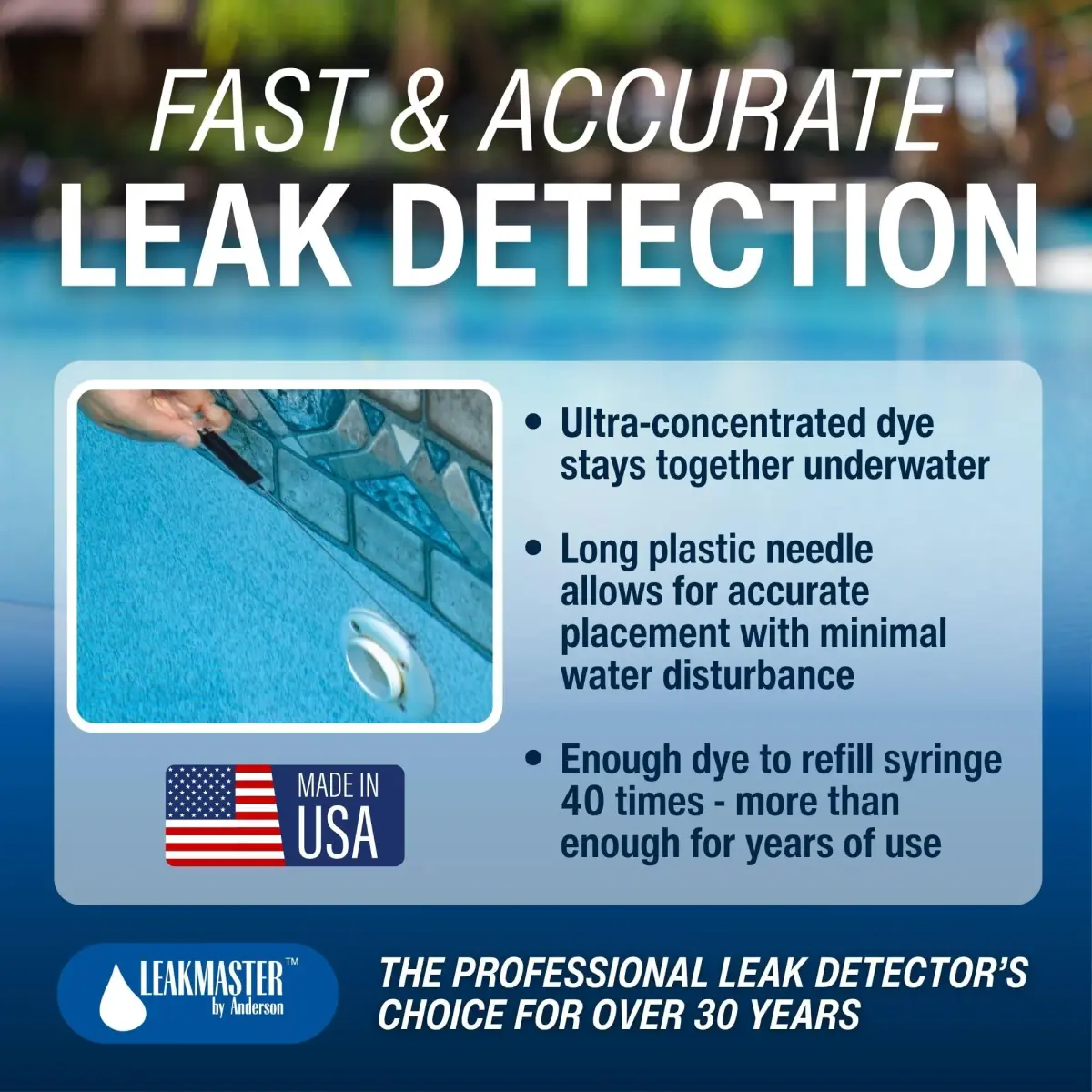 Leakmaster Pool Leak Detection Kit – 8 oz Blue Dye with Reusable Syringe | 237ml (8 oz) Dye - view 2