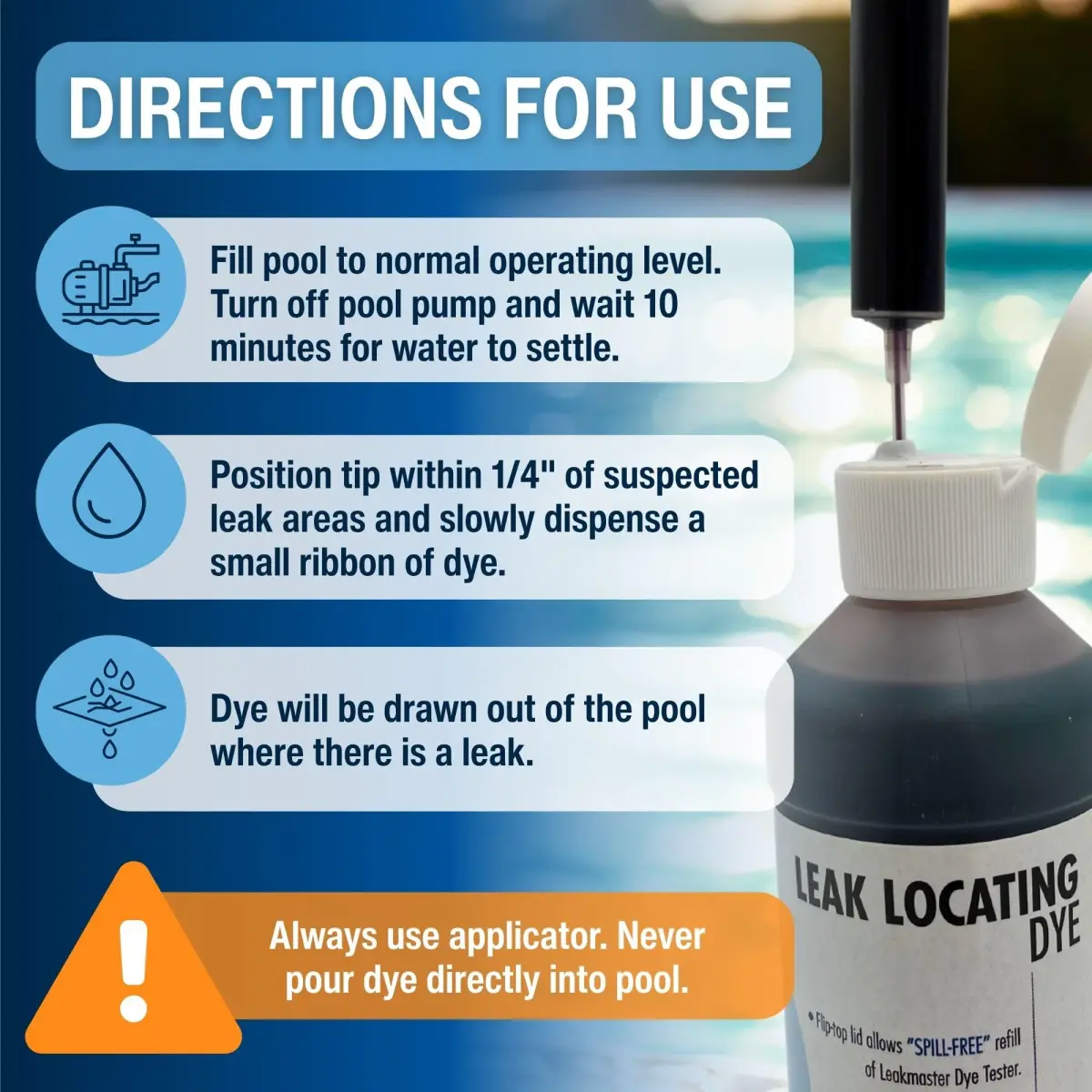 Leakmaster Pool Leak Detection Kit – 8 oz Blue Dye with Reusable Syringe | 237ml (8 oz) Dye - view 3