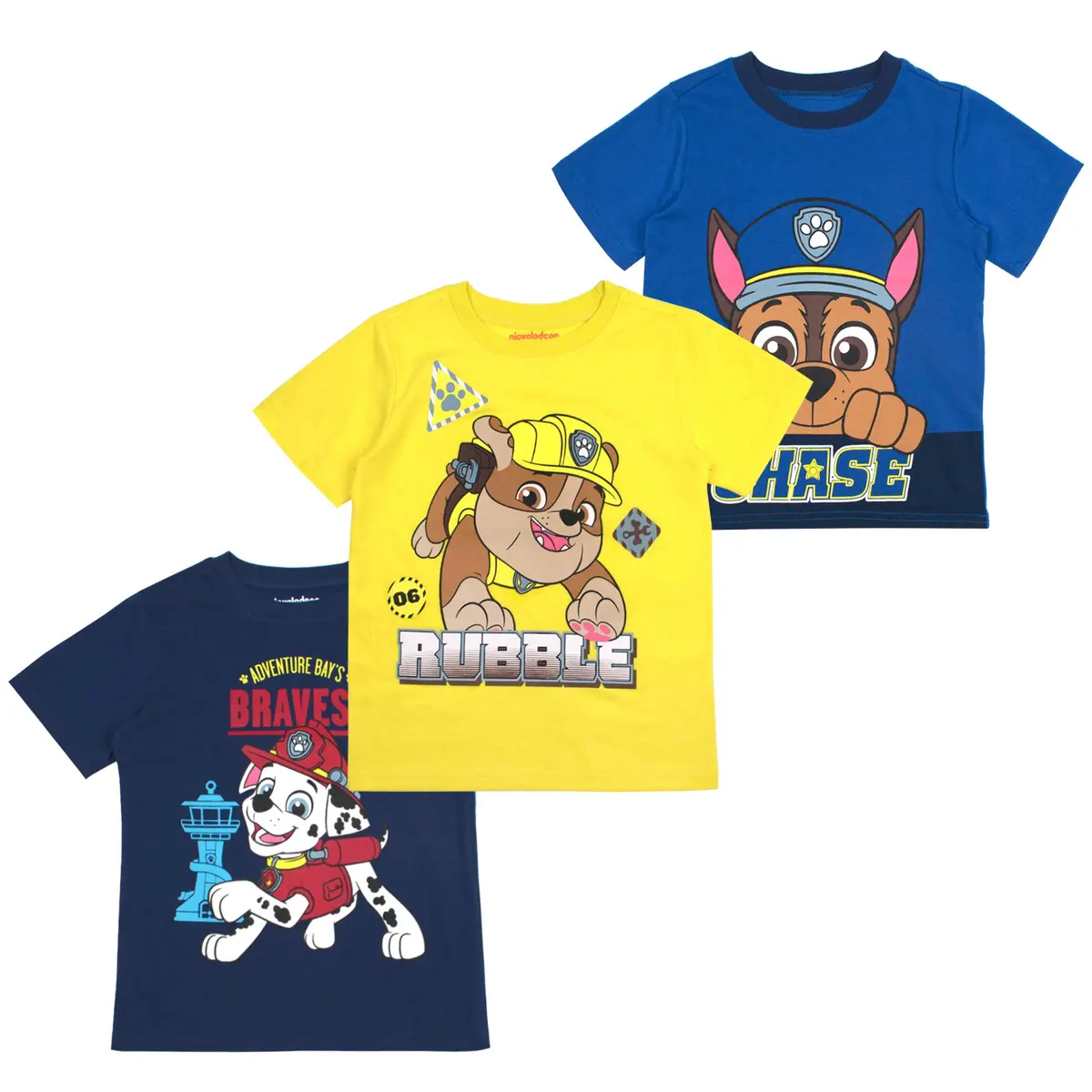 Paw Patrol Nickelodeon Boys 3 Pack Short Sleeve T-Shirt for Toddler and Big Kids Blue | Officially Licensed Cartoon Print - main product image