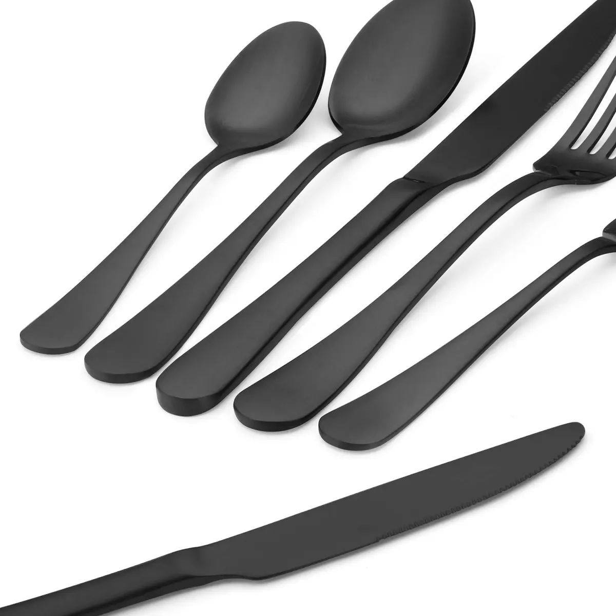sharecook Matte Black Silverware Set, Satin Finish 20-Piece Stainless Steel Flatware Set | Dishwasher Safe for 4 - view 4