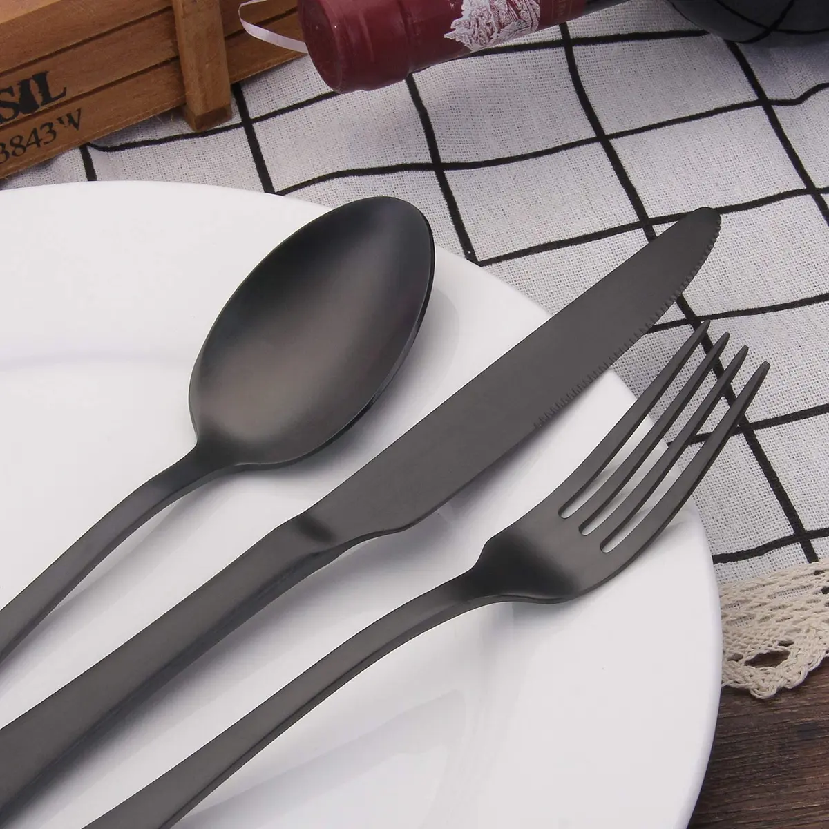 sharecook Matte Black Silverware Set, Satin Finish 20-Piece Stainless Steel Flatware Set | Dishwasher Safe for 4 - view 5