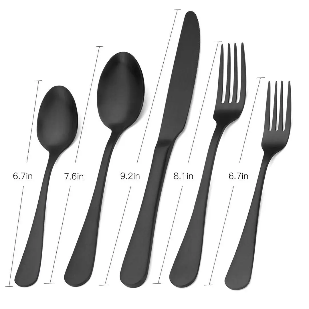 sharecook Matte Black Silverware Set, Satin Finish 20-Piece Stainless Steel Flatware Set | Dishwasher Safe for 4 - view 2