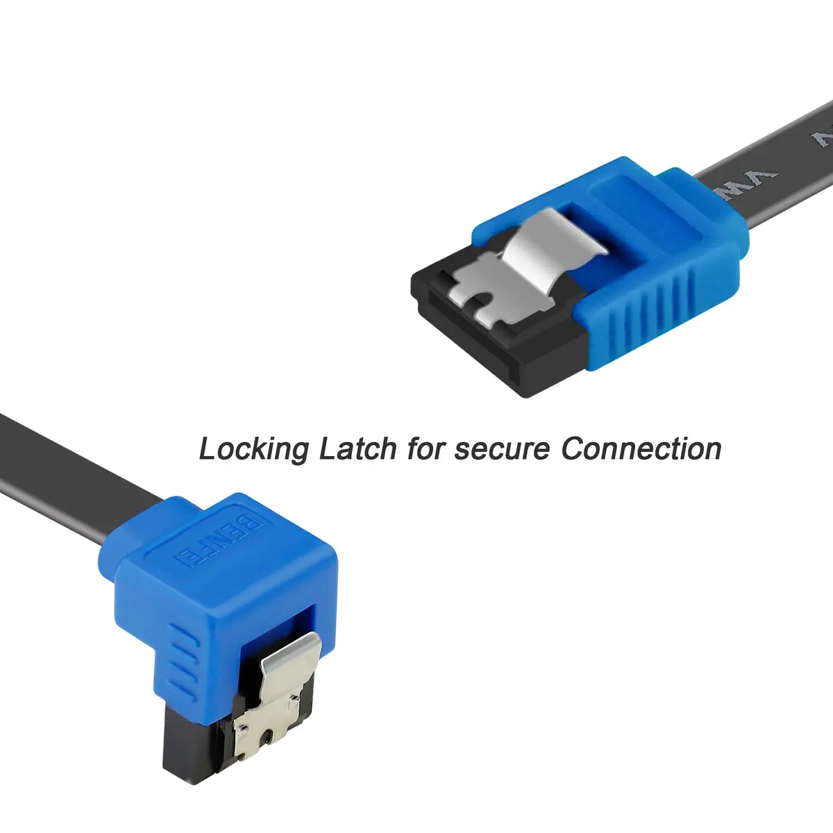 BENFEI SATA Cable III 3 Pack 18 Inch Blue | 6Gbps Right Angle Locking - view 3