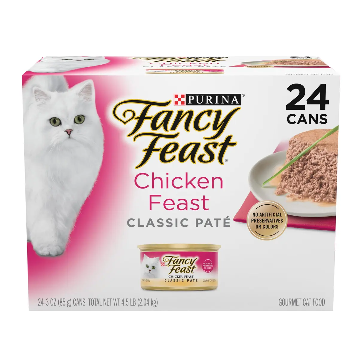 Fancy Feast Chicken Classic Pate Wet Cat Food 3 oz Can Pack of 24 | Complete & Balanced Nutrition - main product image