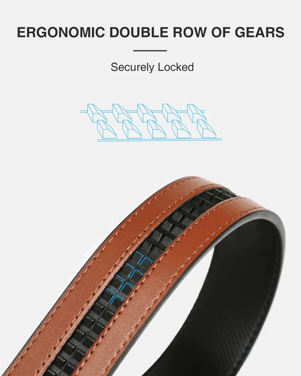 CHAOREN Ratchet Belt Replacement Strap 1.25" (32mm) Genuine Leather, Black | Adjustable Fit - view 5