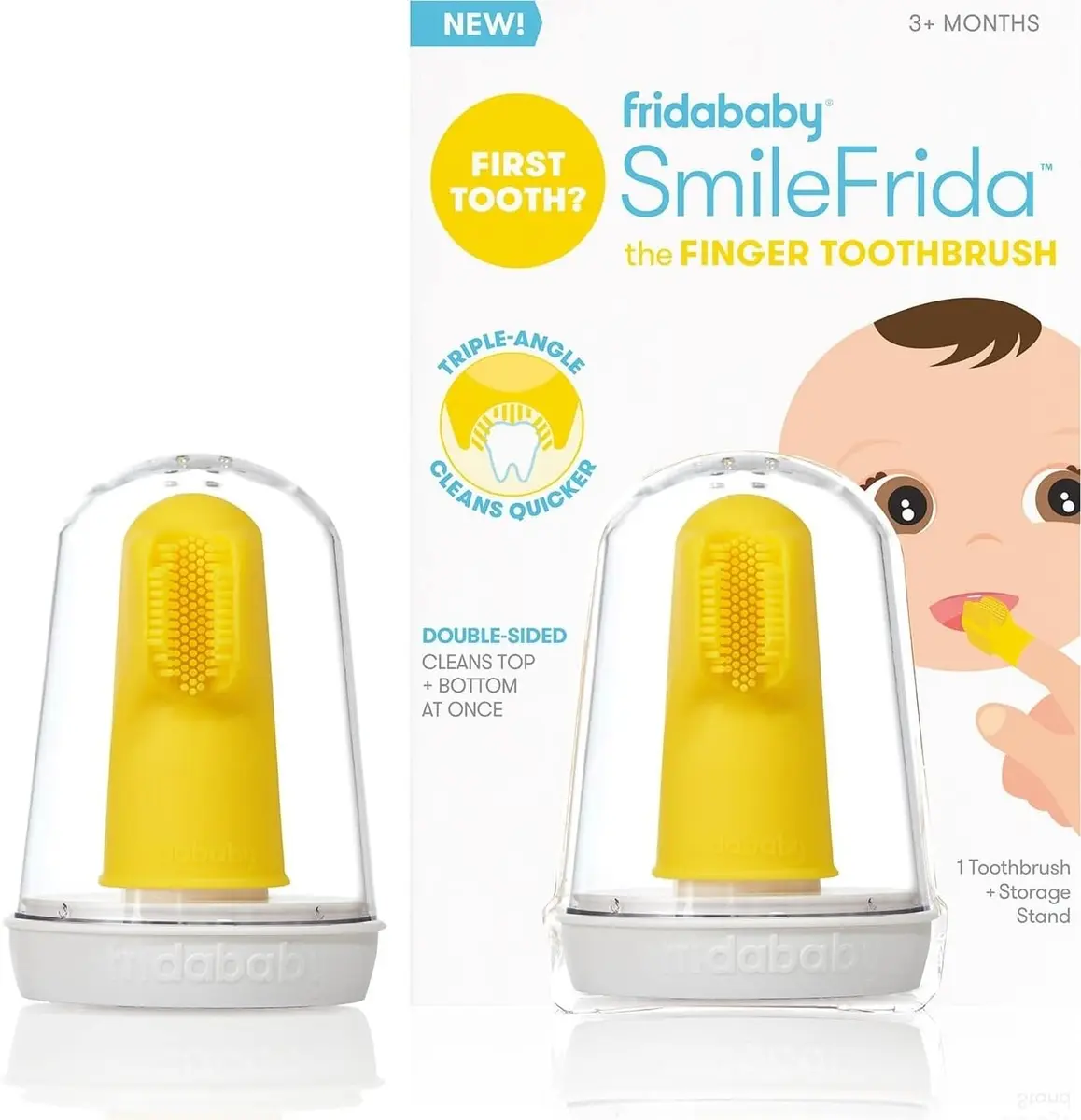 Frida Baby First Finger Toothbrush with Storage Case, Quick Clean, 1pk | BPA-Free Silicone - main product image
