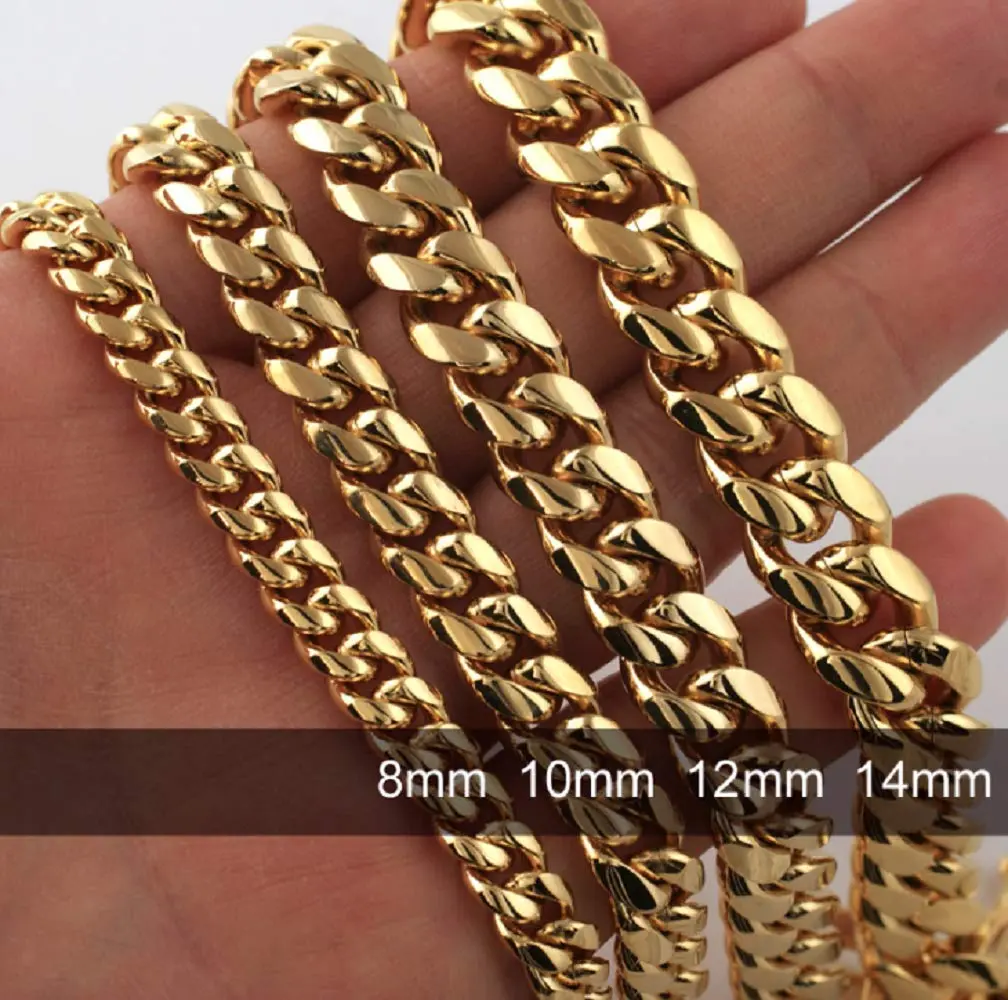 PY BLING Men's 12mm Miami Cuban Link Chain Necklace 26 Inch (66cm) | Heavy Gold Plated Stainless Steel - view 5