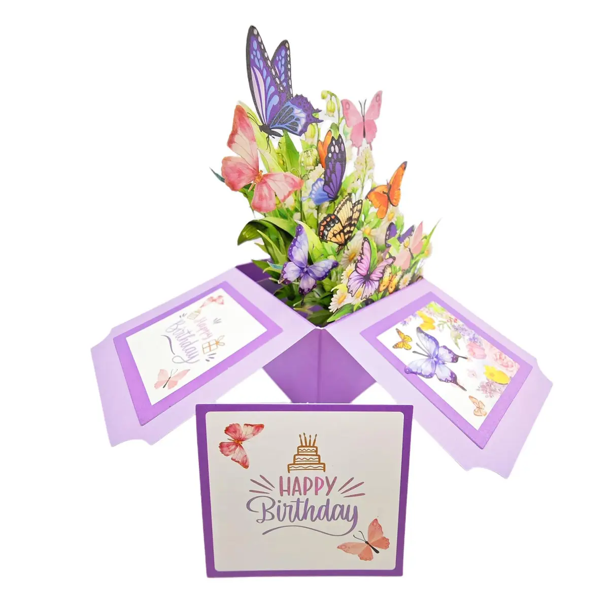 Akeydeco 3D Pop Up Birthday Cards 8.2*6.2 inch | Laser Cut Happy Birthday Greeting Card with LED Light & Music for Mom, Wife, Sister, Friends - view 4