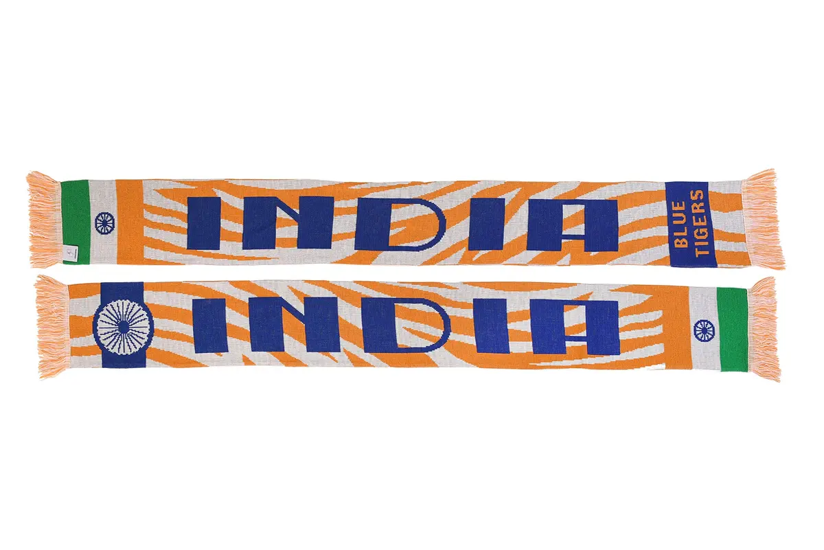 Euroscarves India Soccer Knit Scarf 57-in. long by 7-in. wide | Double-sided, soft acrylic, vibrant colors, Indian symbols, European quality - view 5