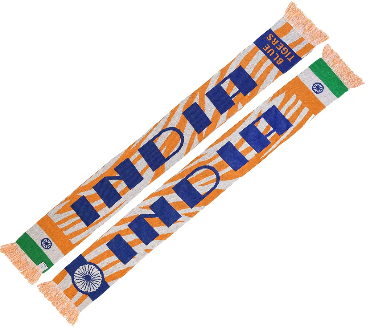 Euroscarves India Soccer Knit Scarf 57-in. long by 7-in. wide | Double-sided, soft acrylic, vibrant colors, Indian symbols, European quality - view 2