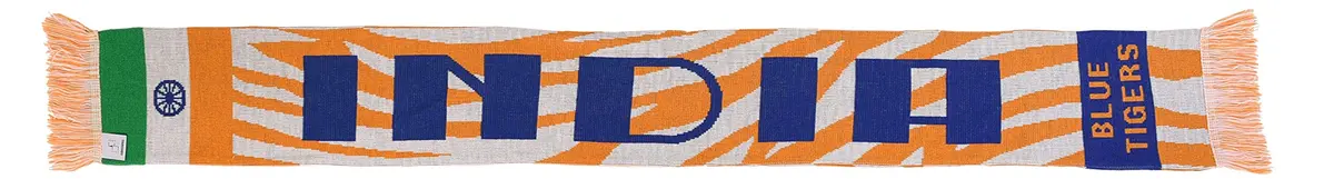 Euroscarves India Soccer Knit Scarf 57-in. long by 7-in. wide | Double-sided, soft acrylic, vibrant colors, Indian symbols, European quality - view 3