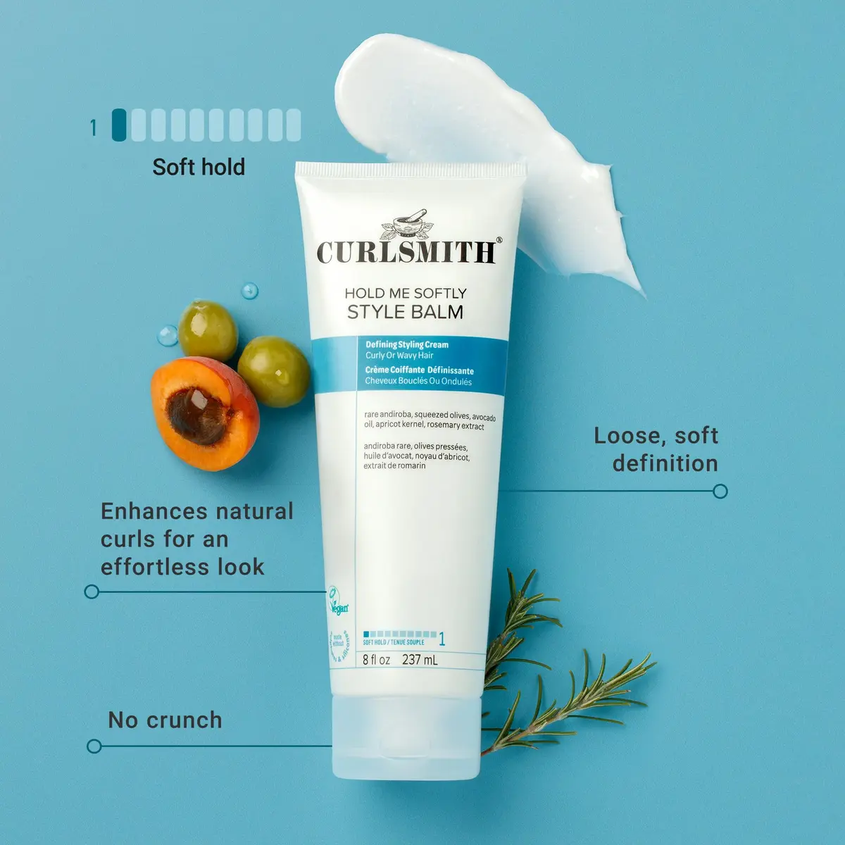 CURLSMITH Hold Me Softly Style Balm, 8 oz | Soft, Flexible Curl Cream for All Curl Types - view 2