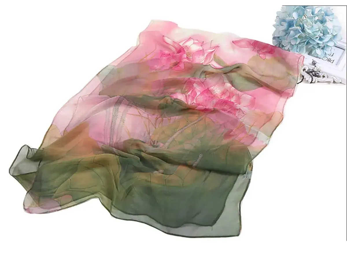 AliceLife Green Floral Pattern Lightweight Scarf Shawl 160x50cm (63x19.7in) | Fashion Sunscreen Wrap for Women - view 4