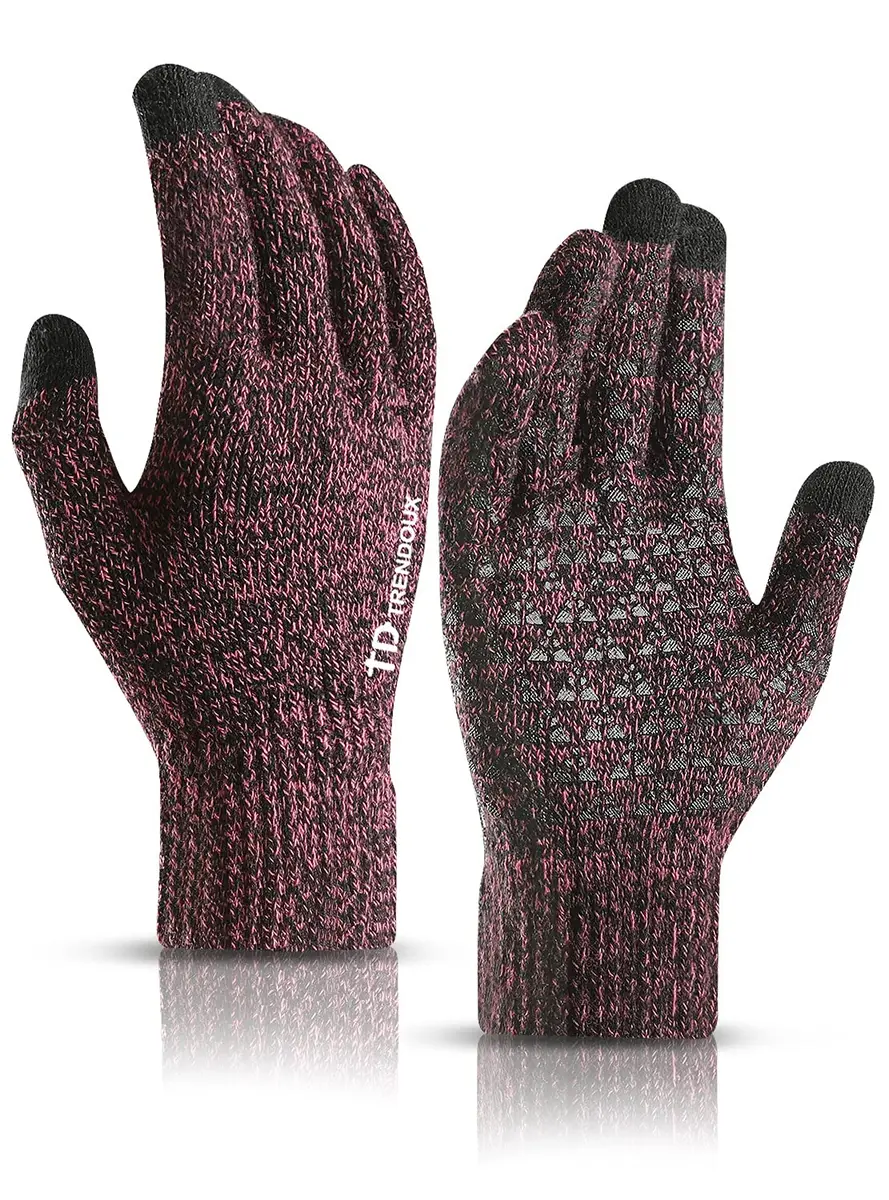 TRENDOUX Winter Gloves for Women, Knit Touch Screen Glove in Rose | Thermal, Anti-Slip, Elastic Cuff (120c) - main product image