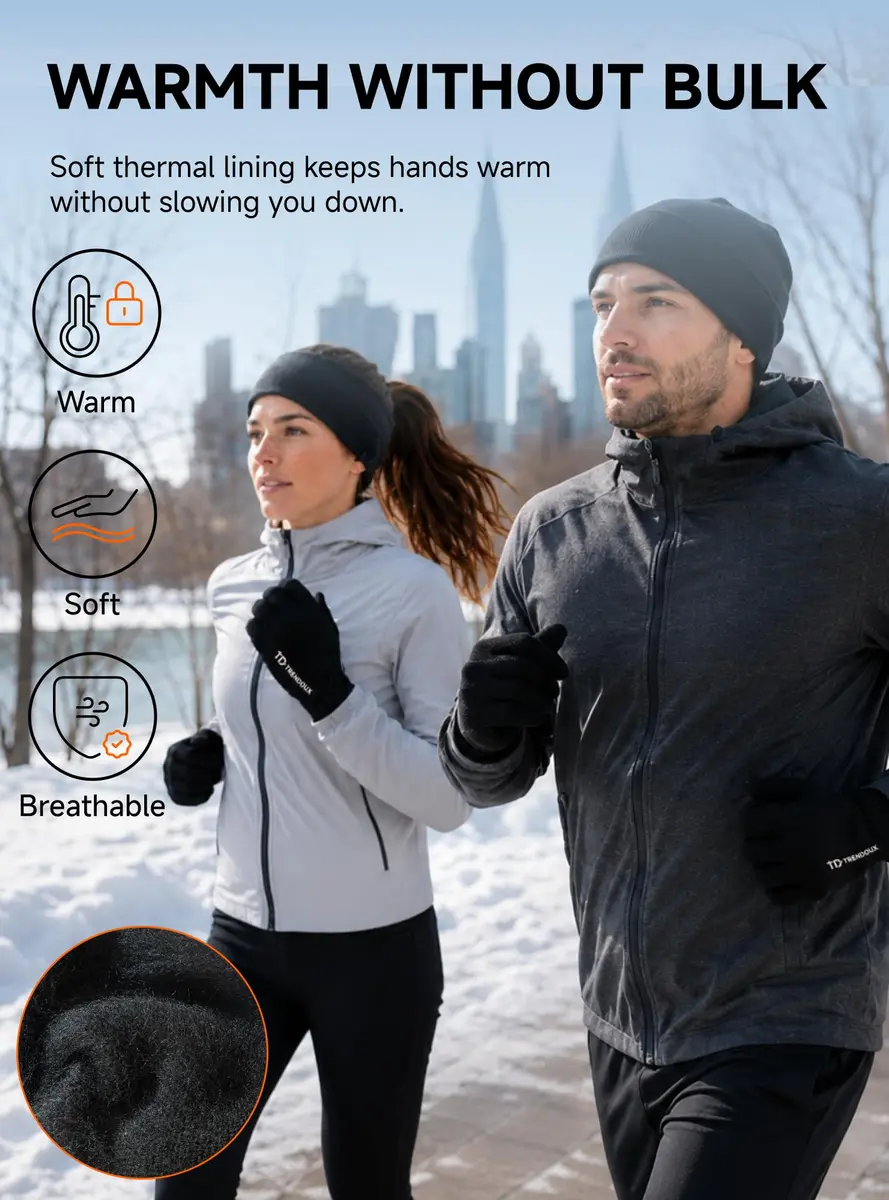 TRENDOUX Unisex Knit Winter Touchscreen Gloves | Thermal Warm & Stretchy (70-120 chars) - view 3