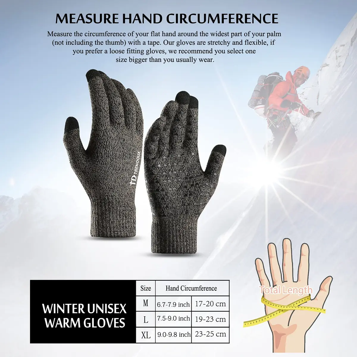 TRENDOUX Knit Touch Screen Gloves for Men & Women - Medium - Gray | Warm Lined, Anti-Slip Grip, Texting & Driving Ready - view 4