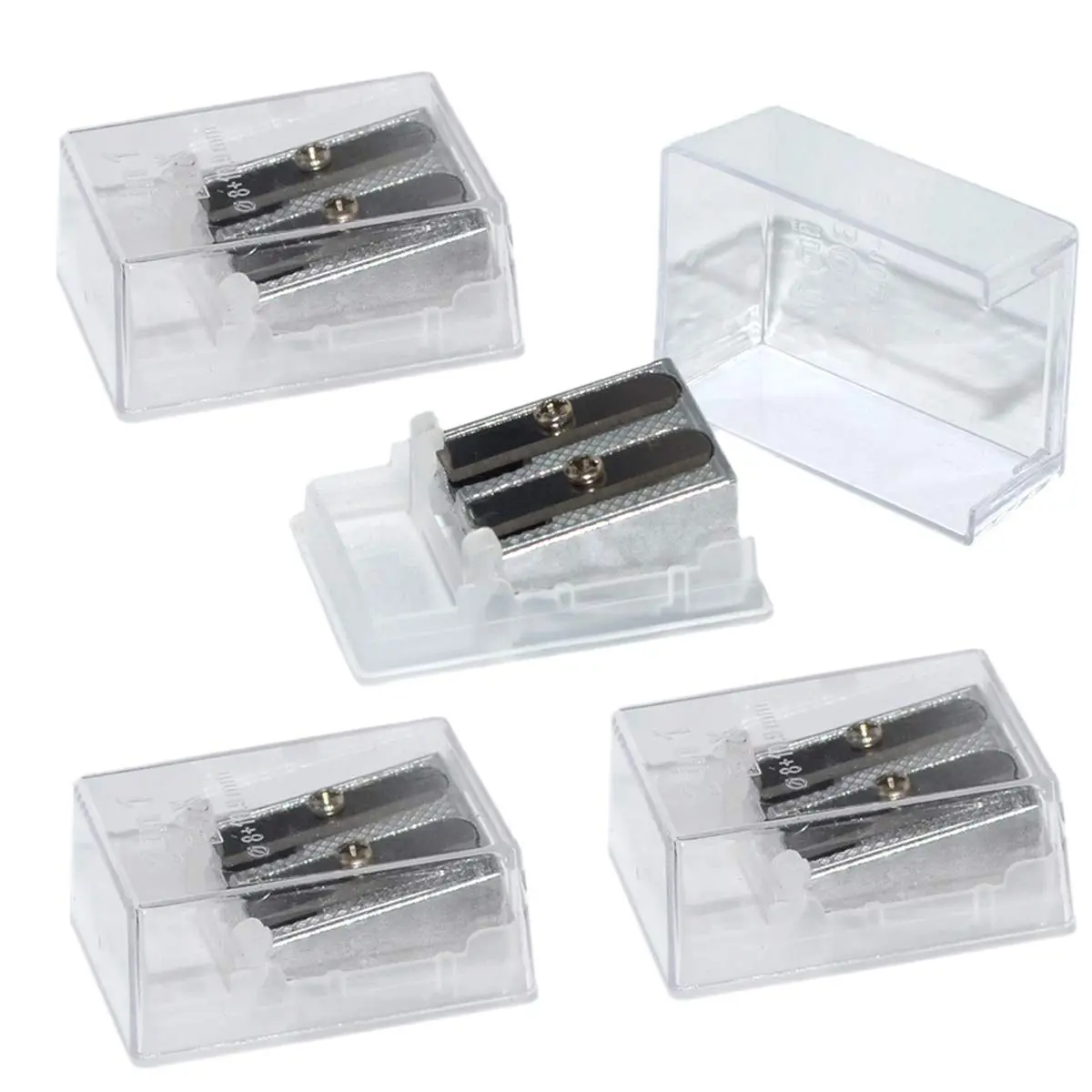 WEKOIL Pencil Sharpener Manual Metal Dual Hole Pack of 4 | High-Grade Steel Blades for Artists & Students - main product image