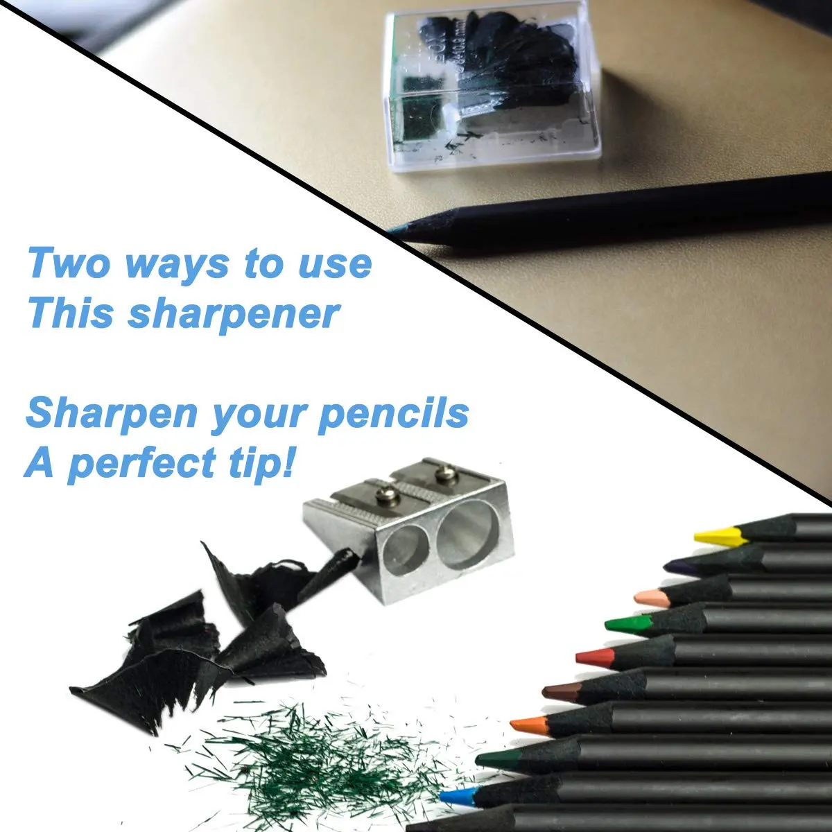 WEKOIL Pencil Sharpener Manual Metal Dual Hole Pack of 4 | High-Grade Steel Blades for Artists & Students - view 3