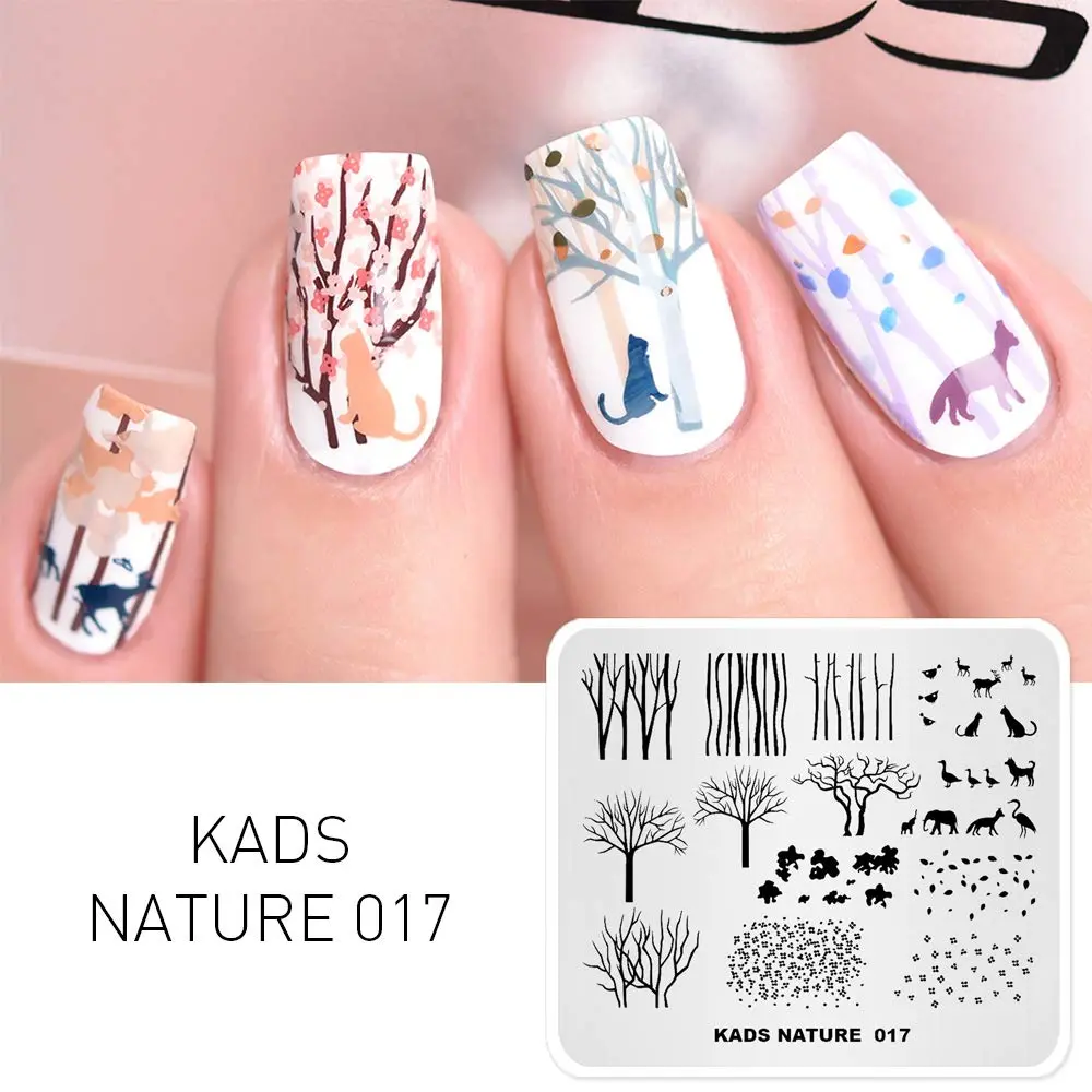 Rolabling Forest Tree Nail Stamping Plate Nature Fox 8*7cm | Reusable Stainless Steel Nail Art Template - view 2